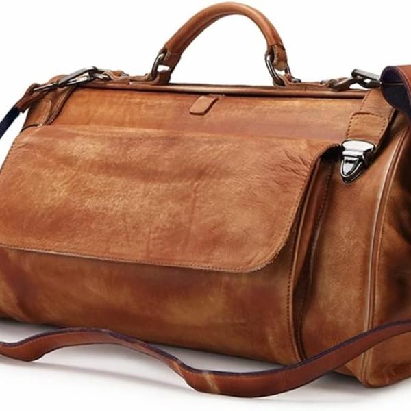 CSCDD Fashion Genuine Leather Travel Bag Luggage Duffle Bag Leather Men Weekend Bag Carry On Tote Handbag Brand: AMHSNIJI