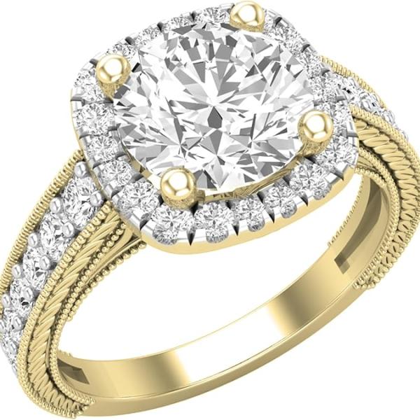 Dazzlingrock Collection 2.69 Cttw Round Lab Grown White Diamond Halo Engagement Ring for Women in 10K Solid Gold