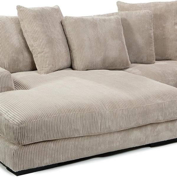 Moe's Home Collection Plunge Reversible Sectional Sofa with Chaise Lounge, L-Shape, Cappuccino